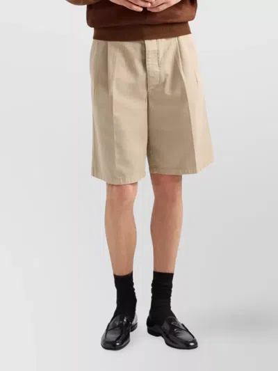 Prada Vintage-effect Cotton Bermudas Clothing In Neutral