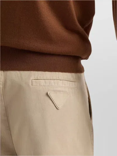 Prada Vintage-effect Cotton Bermudas Clothing In Neutral