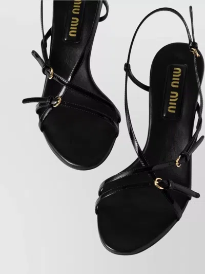 Miu Miu Patent Leather Sandals With Buckles Shoes In Black