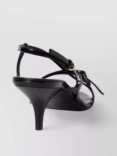 Miu Miu Patent Leather Sandals With Buckles Shoes In Black