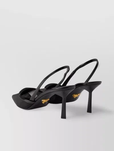 Prada Pointed Toe Mesh Slingback Pumps In Black