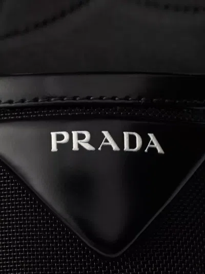 Prada Pointed Toe Mesh Slingback Pumps In Black