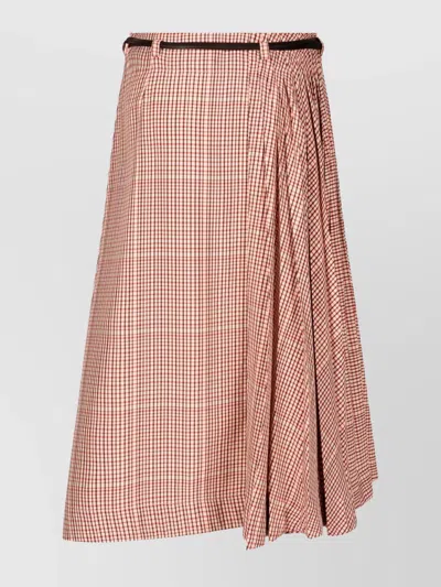 Bottega Veneta Check Tech Viscose Midi Skirt Clothing In Pink