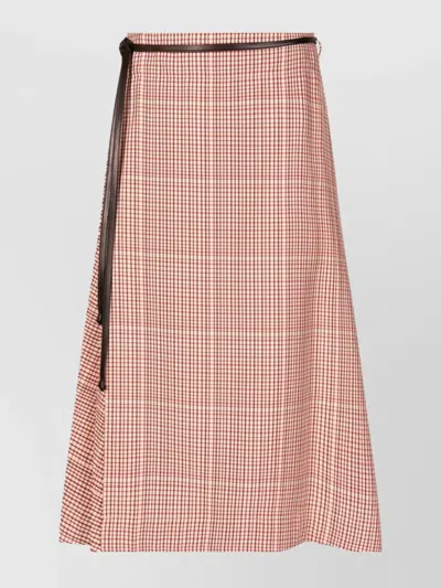 Bottega Veneta Check Tech Viscose Midi Skirt Clothing In Pink