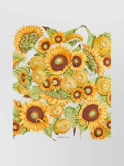 Ferragamo Sunflower Print Silk Scarf In Yellow