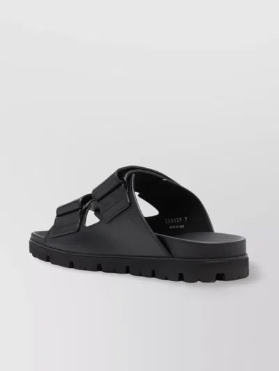 Prada Leather Strap Sandals In Black