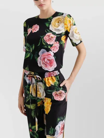Dolce & Gabbana Floral-print Blouse In Black