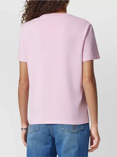 Versace Fringed Logo T-shirt For Casual Style In Pink