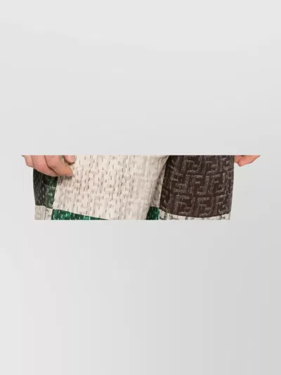 Fendi Men Linen Shirt With All-over Ff Print In Multi