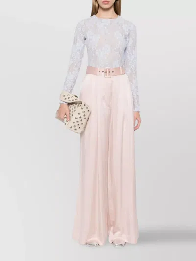 Zimmermann Pink Silk Tuck Pants In Pink