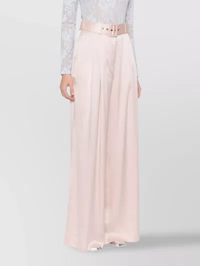 Zimmermann Pink Silk Tuck Pants In Pink