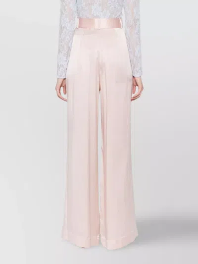 Zimmermann Pink Silk Tuck Pants In Pink