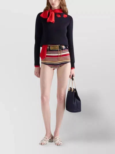 Prada Pullover Aus Baumwolle Mit U-boot-ausschnitt In Blue