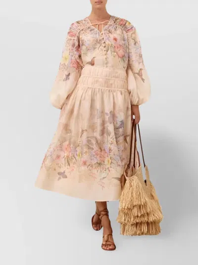Zimmermann Illuminate Midi Skirt In Neutral
