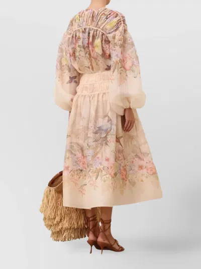 Zimmermann Illuminate Midi Skirt In Neutral