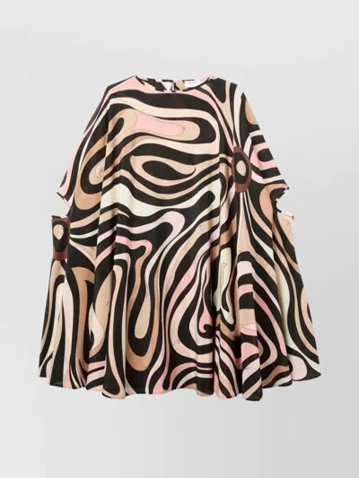 Pucci Marmo Print Silk Kaftan In Brown