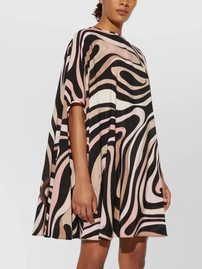 Pucci Marmo Print Silk Kaftan In Brown