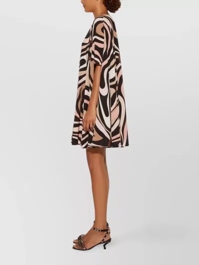 Pucci Marmo Print Silk Kaftan In Brown