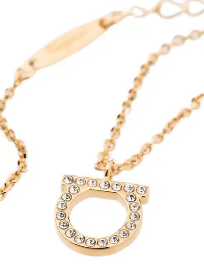 Ferragamo Women Gold-colored Necklace With Gancini Charm In Brass Woman