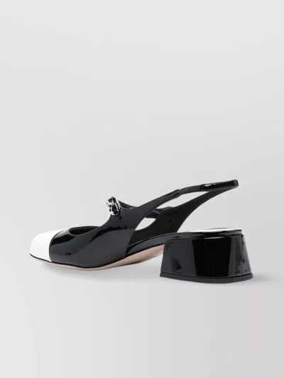 Miu Miu Two-tone Patent Leather Slingback Pumps In Black