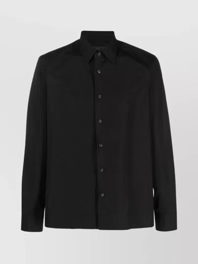 Prada Pointed Collar Long Sleeves Shirt In Black