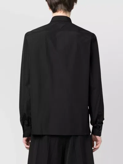 Prada Pointed Collar Long Sleeves Shirt In Black
