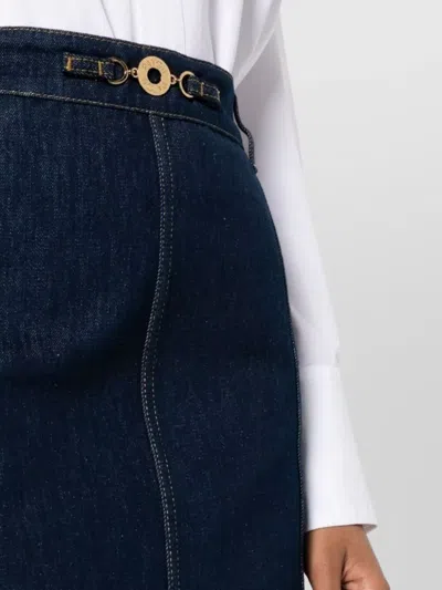 Patou Slit-detail Organic-denim Midi Skirt In Blue