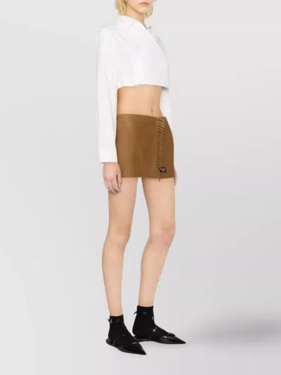 Prada Wraparound Cashmere Miniskirt Clothing In Brown