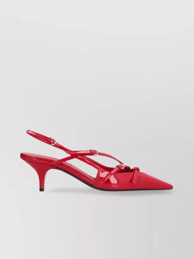 Miu Miu Miumiu Women Patent Leather Slingbacks With Buckles In Red