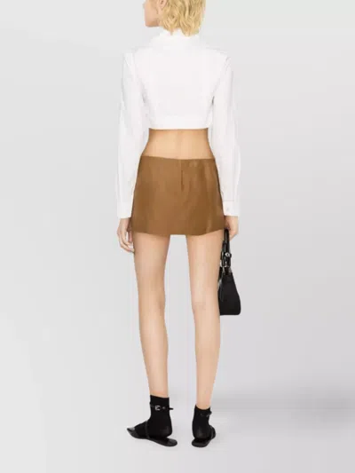 Prada Wraparound Cashmere Miniskirt Clothing In Brown