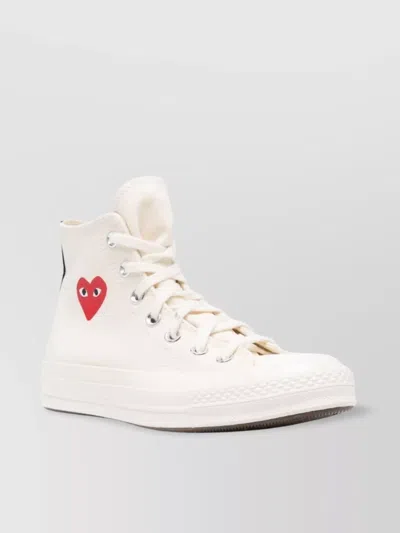 Comme Des Garçons High-top Sneakers With Iconic Heart Design And Rubber Sole In White