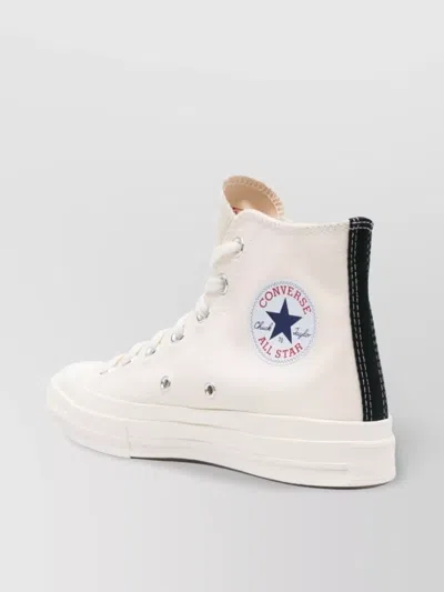 Comme Des Garçons High-top Sneakers With Iconic Heart Design And Rubber Sole In White