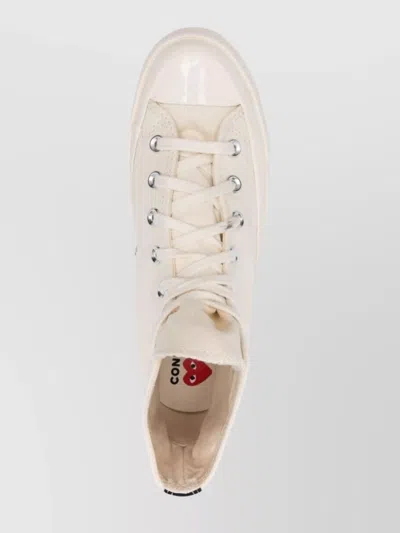 Comme Des Garçons High-top Sneakers With Iconic Heart Design And Rubber Sole In White