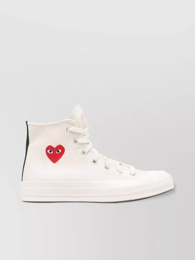 Comme Des Garçons High-top Sneakers With Iconic Heart Design And Rubber Sole In White