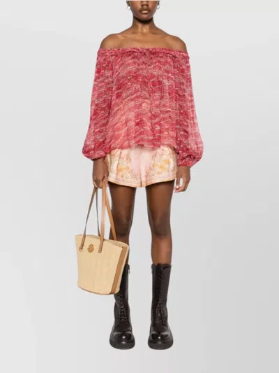 Isabel Marant Étoile Off-the-shoulder Printed Top Lightweight Fabric In Pink