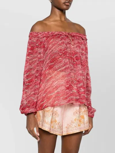 Isabel Marant Étoile Off-the-shoulder Printed Top Lightweight Fabric In Pink