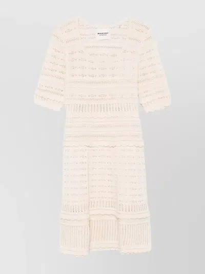 Isabel Marant Étoile Abril Short Openwork Knitted Dress In Neutral