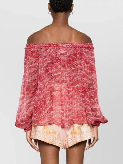Isabel Marant Étoile Off-the-shoulder Printed Top Lightweight Fabric In Pink