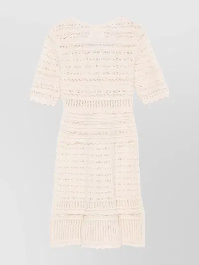 Isabel Marant Étoile Abril Short Openwork Knitted Dress In Neutral