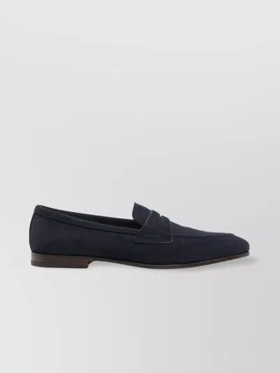 Church's Suede Almond Toe Penny Strap Loafers In Blue