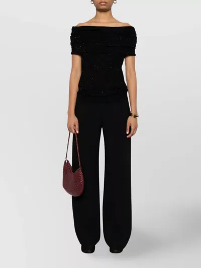 Roberto Collina Wool Top With Micro Sequins And Draped Detail