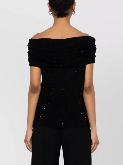 Roberto Collina Wool Top With Micro Sequins And Draped Detail
