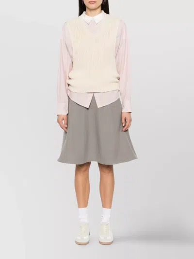 Ami Alexandre Mattiussi Ami Paris Knitted Midi Skirt In Grey