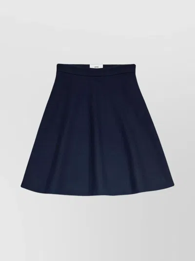 Ami Alexandre Mattiussi Ami Paris Viring-wool Blend A-line Skirt In Night Blue