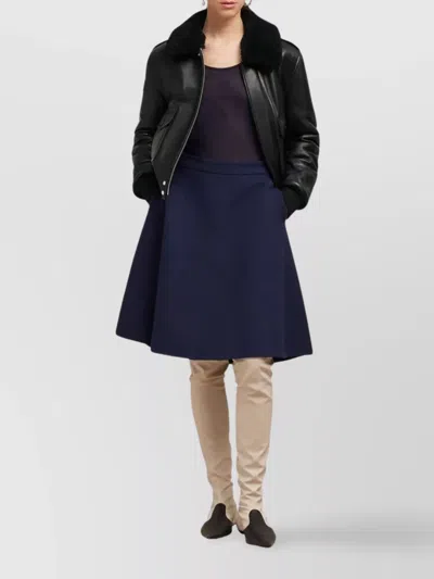 Ami Alexandre Mattiussi Ami Paris Viring-wool Blend A-line Skirt In Night Blue