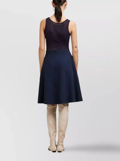 Ami Alexandre Mattiussi Ami Paris Viring-wool Blend A-line Skirt In Night Blue