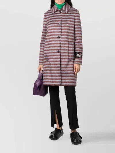 Marni Brushed Striped Single-breasted Coat