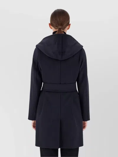 Max Mara Rialto Hooded Wrap Coat In Blue