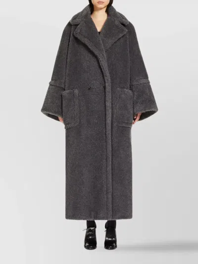 Max Mara Kadiak Oversized Alpaca And Wool Teddy Coat In Gray