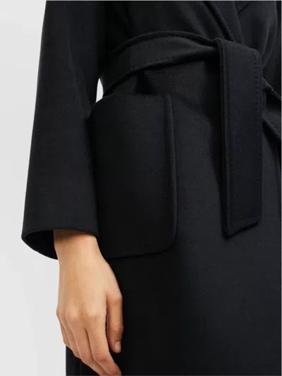 Max Mara Rialto Hooded Wrap Coat In Blue